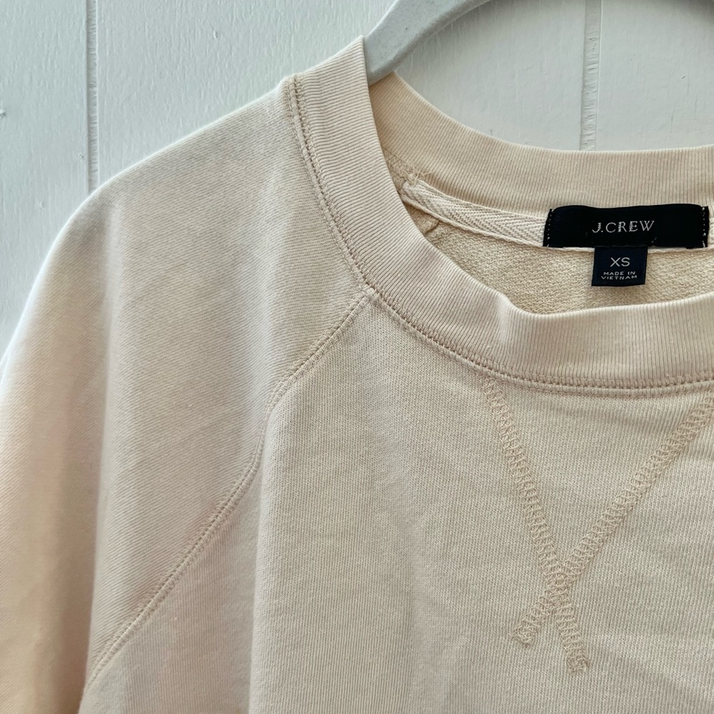 J Crew Short-sleeve cotton terry sweatshirt - cream size XS